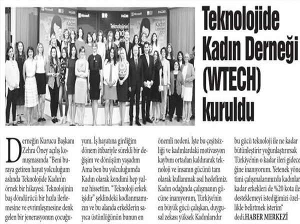Teknolojide Kadın Derneği (Wtech) Kuruldu